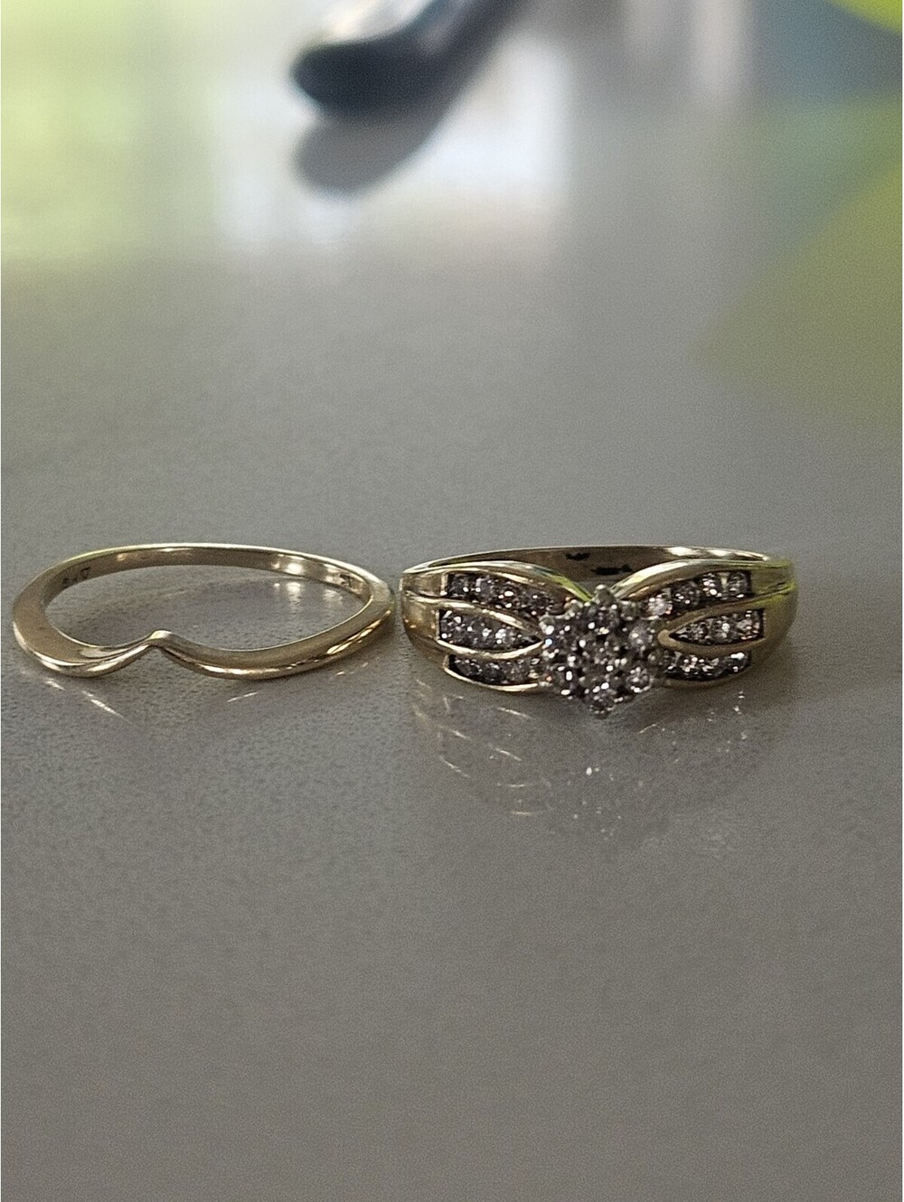 Vintage .7tcw Natural Diamond 10k Yellow Gold Engagement Wedding Ring Set